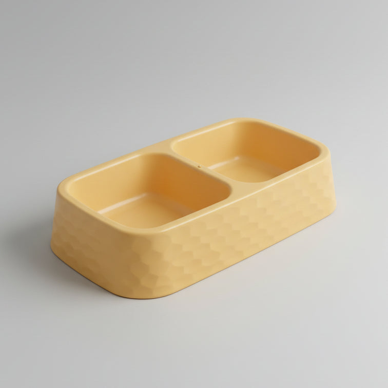 Personalized Plastic Pet Feeding Bowl ( 24x13x5cm ) ( Available in 3 colors ) | Custom Name Sticker | Durable, Non-Slip Food & Water Dish