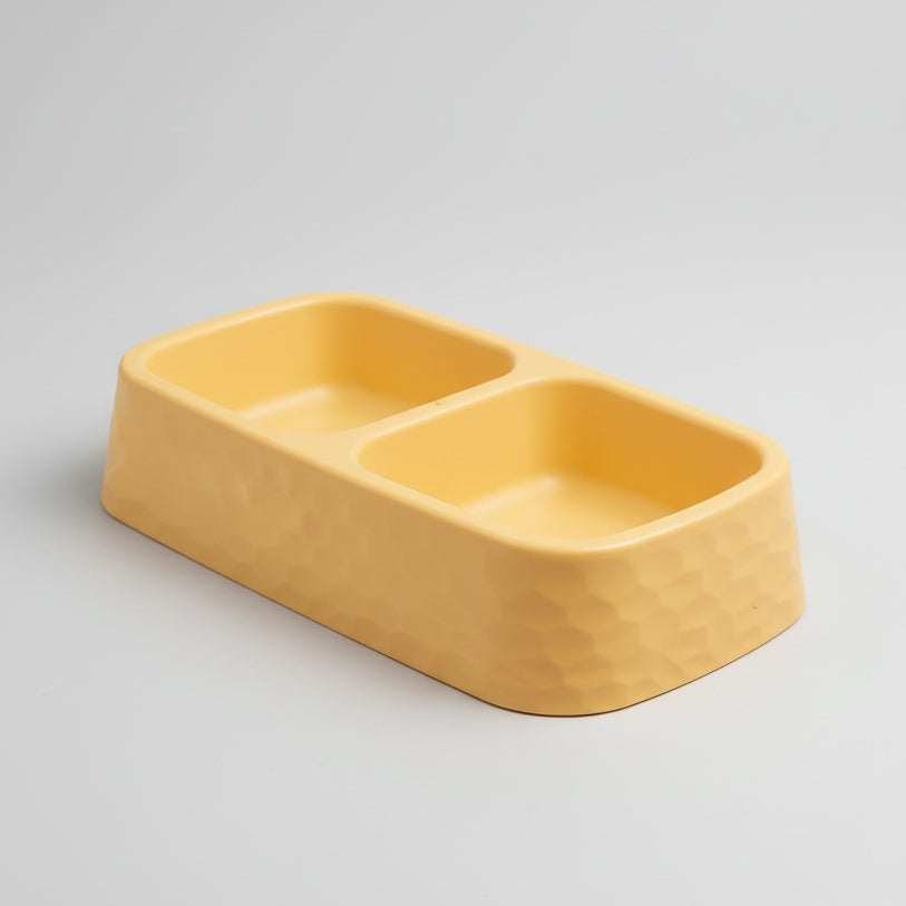 Personalized Plastic Pet Feeding Bowl ( 24x13x5cm ) ( Available in 3 colors ) | Custom Name Sticker | Durable, Non-Slip Food & Water Dish