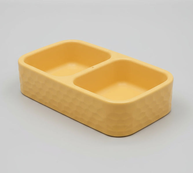 Personalized Plastic Pet Feeding Bowl ( 24x13x5cm ) ( Available in 3 colors ) | Custom Name Sticker | Durable, Non-Slip Food & Water Dish