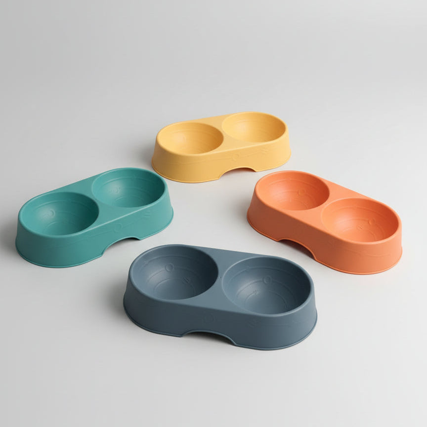 Custom Pet Name Feeding Bowl ( 25x13x5cm )( Available in 4 colors ) Sturdy Plastic Food & Water Bowl with Personalized Sticker