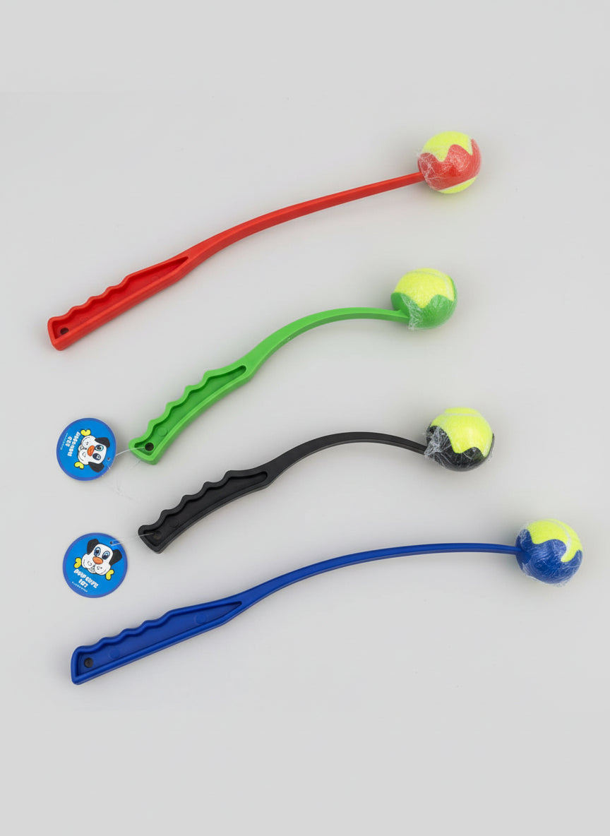 Plastic Tennis Ball Chucker Launcher | 4 Colors | Custom Pet Name Sticker