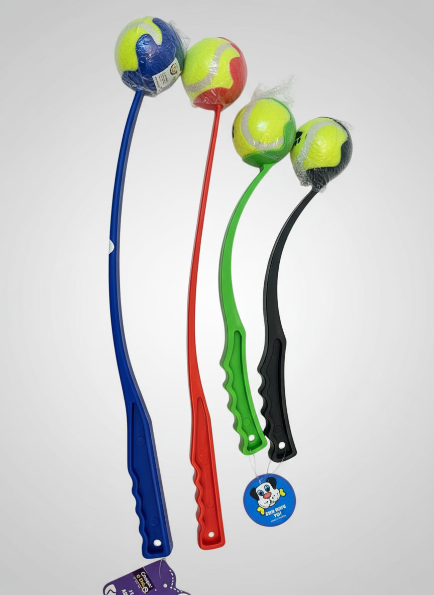 Plastic Tennis Ball Chucker Launcher | 4 Colors | Custom Pet Name Sticker