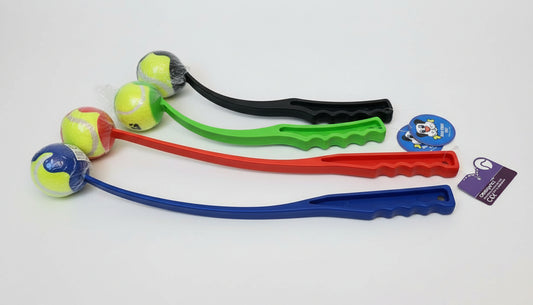 Plastic Tennis Ball Chucker Launcher | 4 Colors | Custom Pet Name Sticker