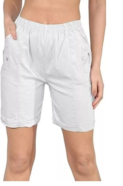 Ladies' Stretchy Capri Shorts – Comfy Summer Short Pants in Cherry Berry – Sizes 8-24 Womenswear