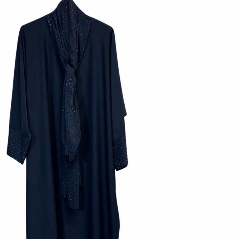 Ladies Sparkle Sleeve Abaya with Attached Hijab – Elegant & Modest Scarf