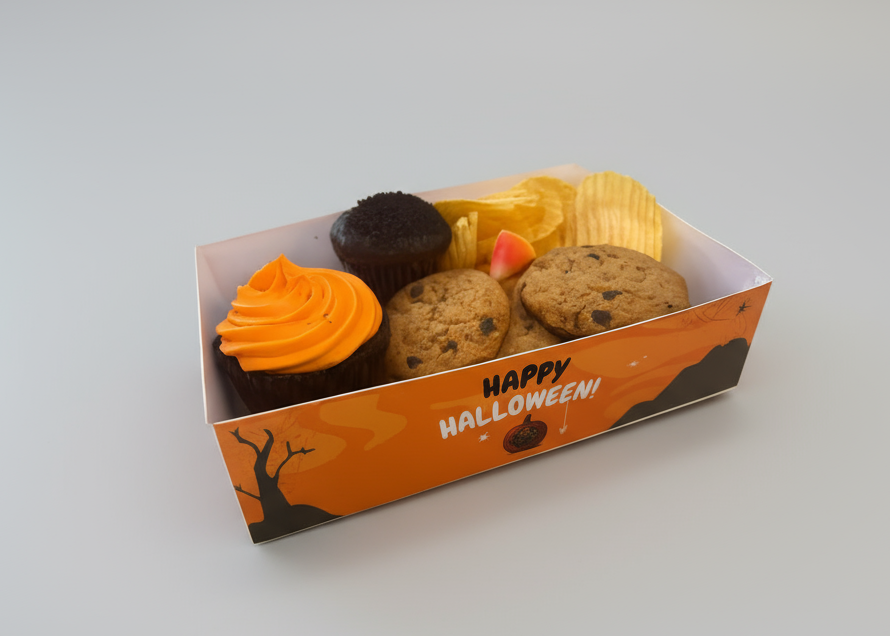 Halloween Personalized Serving Trays – Custom Name Design Paper Food & Snack Trays | Spooky Party Tableware for Halloween Events (Pack of 20)