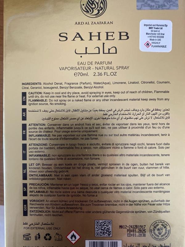 Saheb Perfume for Men by Ard Al Zaafaran – 70ml | Deep, Woody Oriental Fragrance | Long-Lasting Luxury Arabic Scent