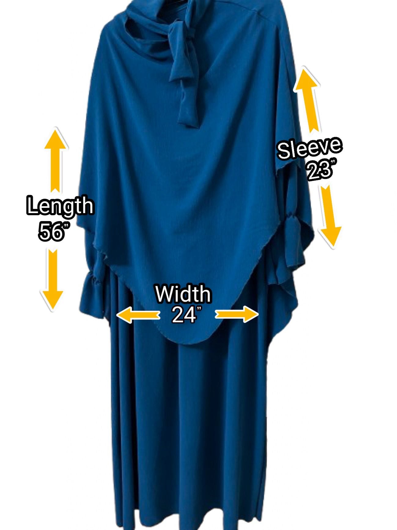 Women's Two-Piece Abaya Khimar Set – Crepe Maxi Dress with Hijab, Elastic Cuffs & Side Pockets  Perfect for Umrah & Everyday Modesty | 56" Standard Size