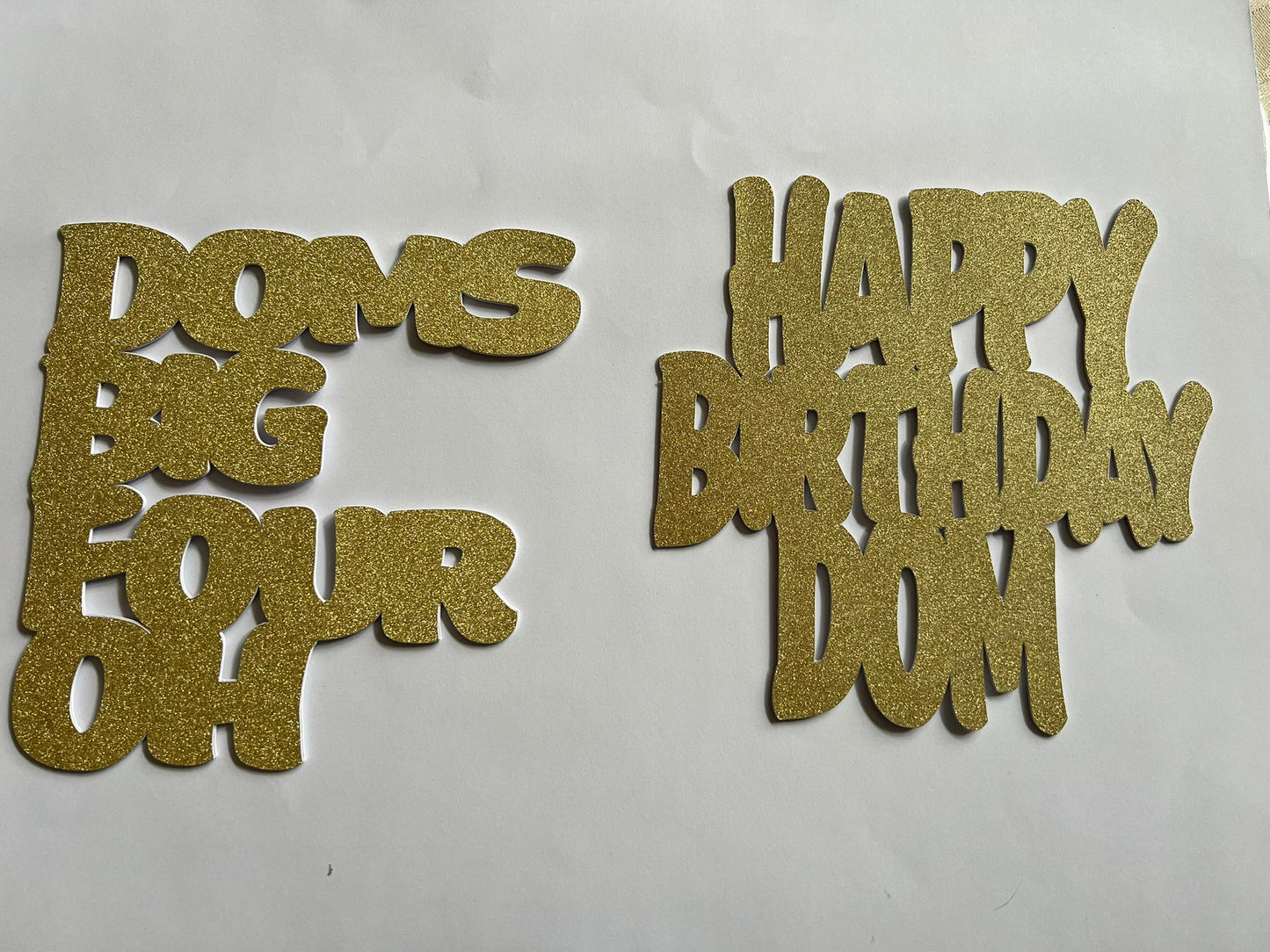 Glitter Cardstock Cake Topper | Custom Name & Age Decoration | Personalized Message Party Topper with Wooden Stick