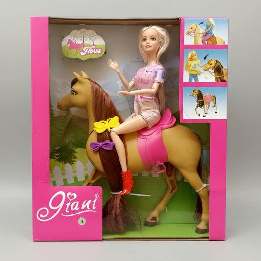 Giani Doll & Horse Play Set – Brown Horse Design with Brush & Accessories | Perfect Gift for Imaginative Play
