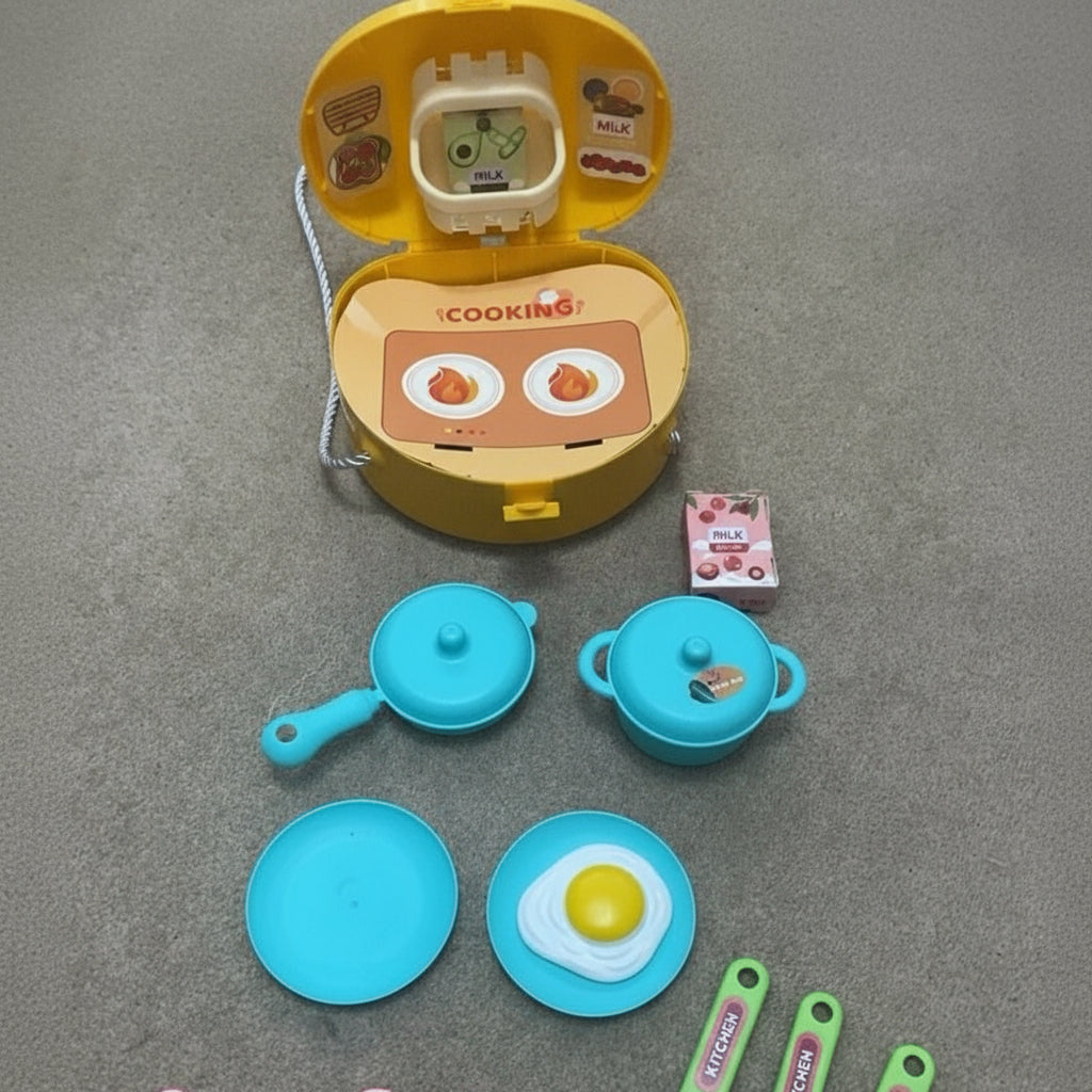 18 Pcs Tea Set & Kitchen Accessories for Kids Ages 3-5+ | Pretend Play Plastic Tea Cups, Dish Plates & Cutlery | Role-Playing Dinner Set Gift for Toddlers & Children