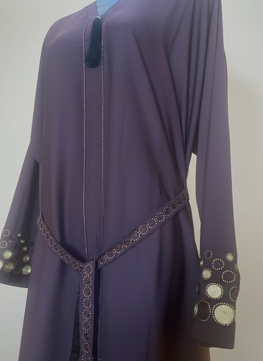 Elegant Abaya with Rich Design Belt - Stylish, Comfortable, and Perfect for Special Occasions | Best Eid Gift & Wear 54" Standard Size
