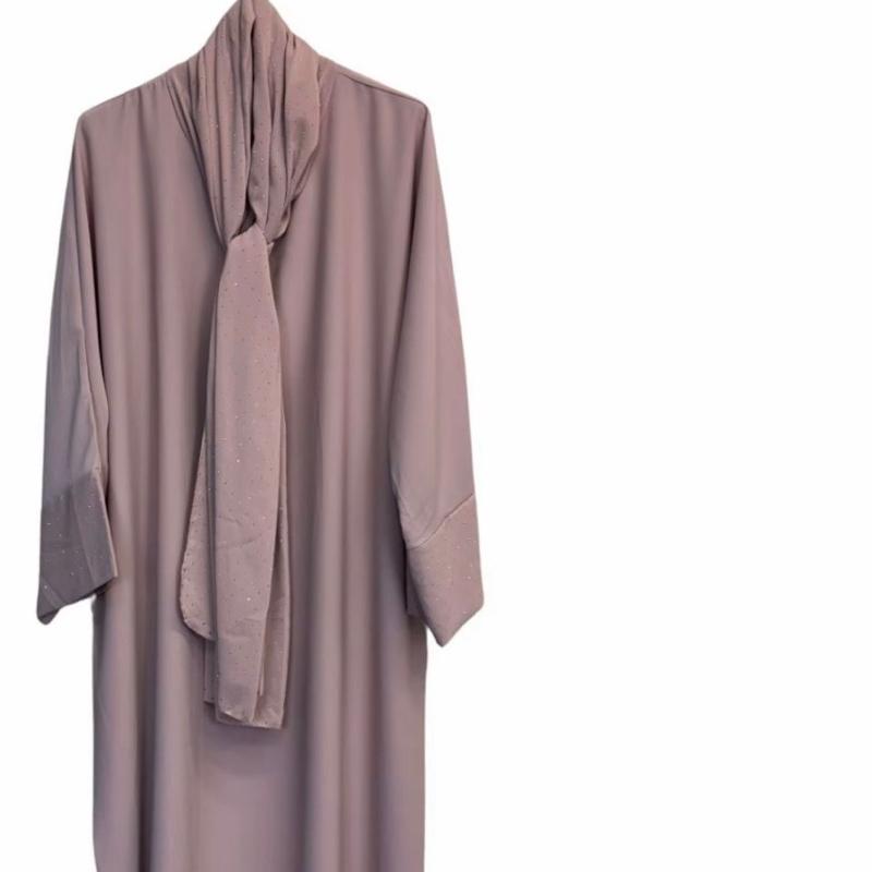 Ladies Sparkle Sleeve Abaya with Attached Hijab – Elegant & Modest Scarf