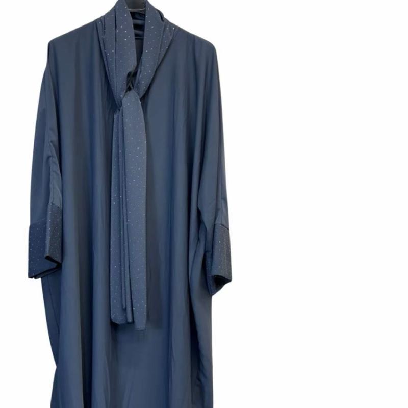 Ladies Sparkle Sleeve Abaya with Attached Hijab – Elegant & Modest Scarf