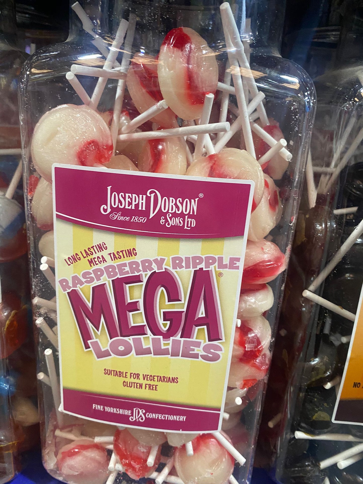 Mega Lollies 🍭🍓🍏🥤 – Single Flavour Bulk Sweets | Vegetarian, Gluten-Free & Natural Flavours (Pack of 90 Lollies) 1.99kg
