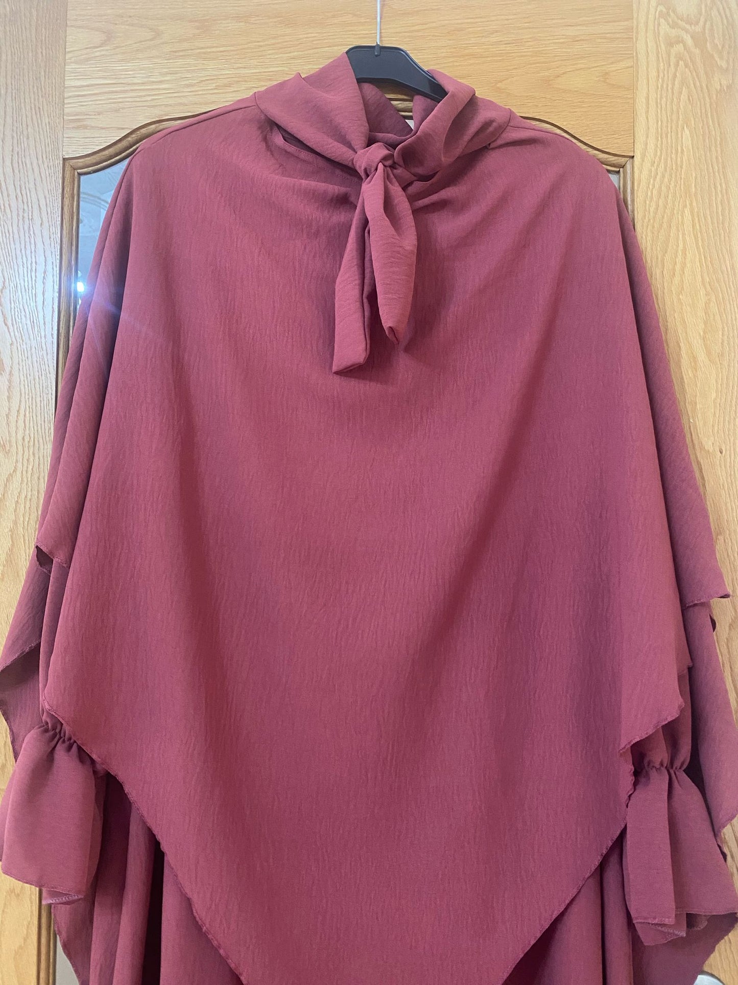 Women's Two-Piece Abaya Khimar Set – Crepe Maxi Dress with Hijab, Elastic Cuffs & Side Pockets  Perfect for Umrah & Everyday Modesty | 56" Standard Size