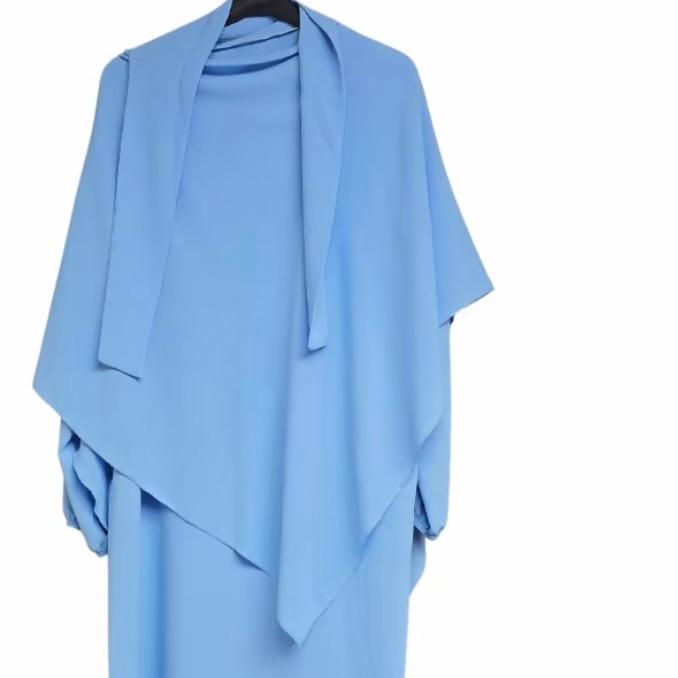 Women's Two-Piece Abaya Khimar Set – Crepe Maxi Dress with Hijab, Elastic Cuffs & Side Pockets  Perfect for Umrah & Everyday Modesty | 56" Standard Size