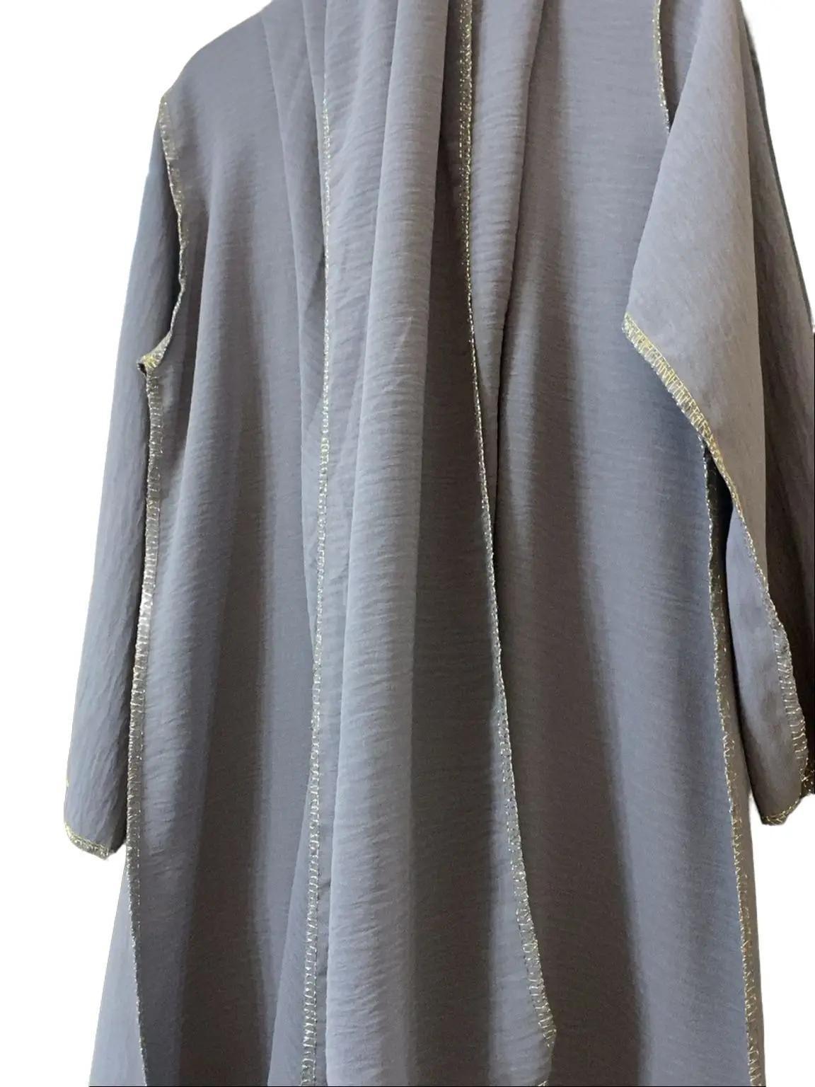 Premium Quality Soft Touch Abaya Dress for Kids – Gold Stitch with Matching Scarf, Perfect for Ramadan & Eid Gift