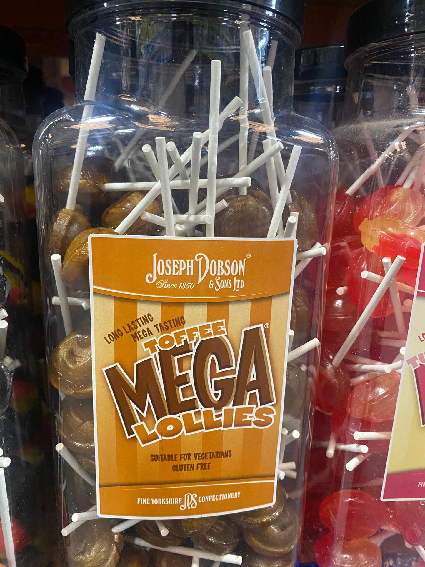 Mega Lollies 🍭🍓🍏🥤 – Single Flavour Bulk Sweets | Vegetarian, Gluten-Free & Natural Flavours (Pack of 90 Lollies) 1.99kg