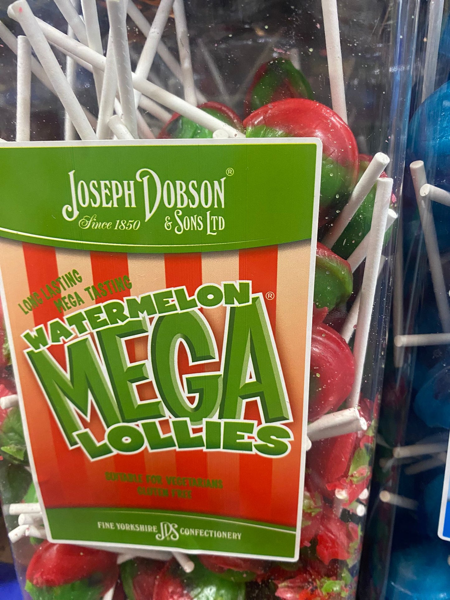 Mega Lollies 🍭🍓🍏🥤 – Single Flavour Bulk Sweets | Vegetarian, Gluten-Free & Natural Flavours (Pack of 90 Lollies) 1.99kg