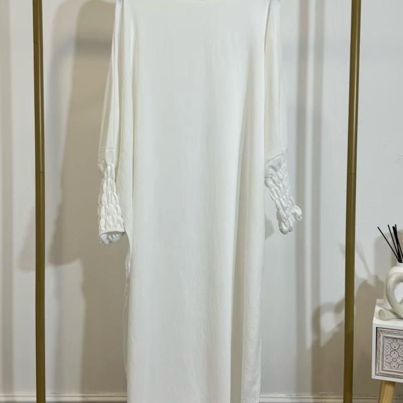 Elegant Rouched Sleeve Abaya with Pockets – Stylish & Modest Wear for Women