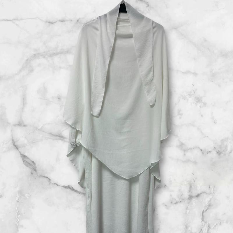 Women's Two-Piece Abaya Khimar Set – Crepe Maxi Dress with Hijab, Elastic Cuffs & Side Pockets  Perfect for Umrah & Everyday Modesty | 56" Standard Size