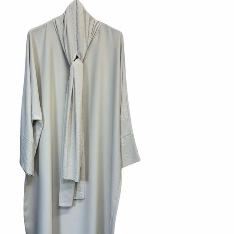 Ladies Sparkle Sleeve Abaya with Attached Hijab – Elegant & Modest Scarf