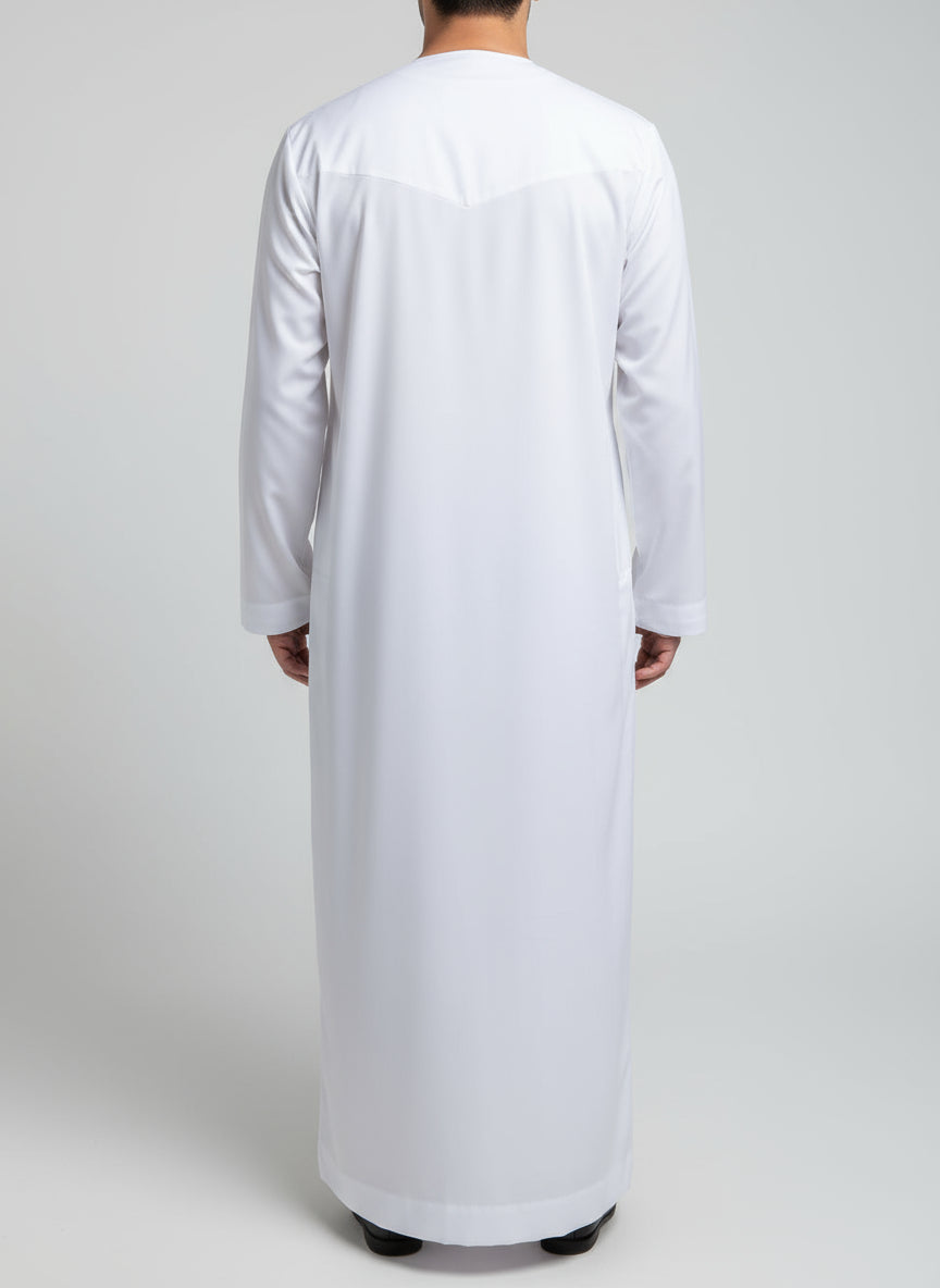 Men's Elegant White Thobe Jubba - Islamic Abaya Dishdasha Kaftan - Multiple Size