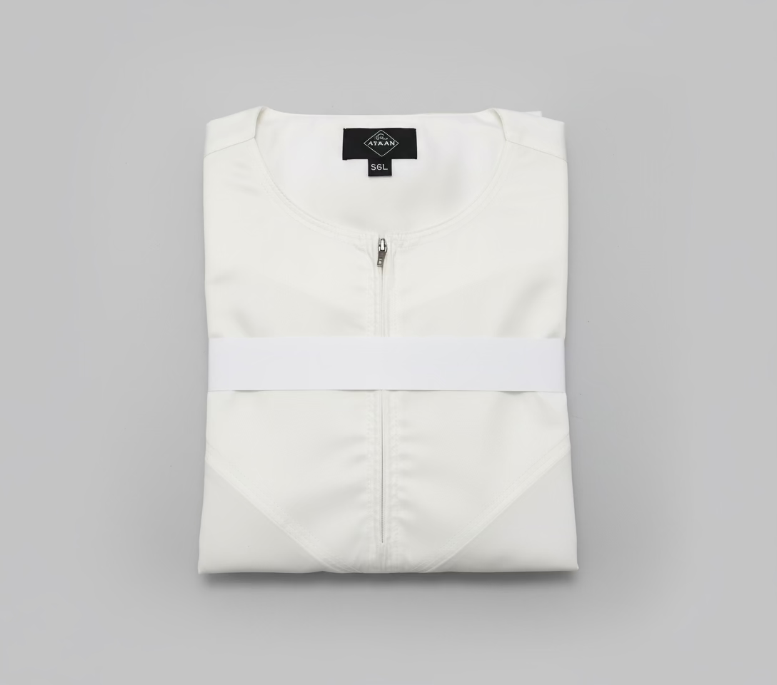 Men’s cream traditional jubba long Islamic thobe polyester